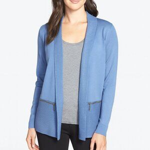 M Magaschoni Light Blue Open Collared Cardigan Sz L